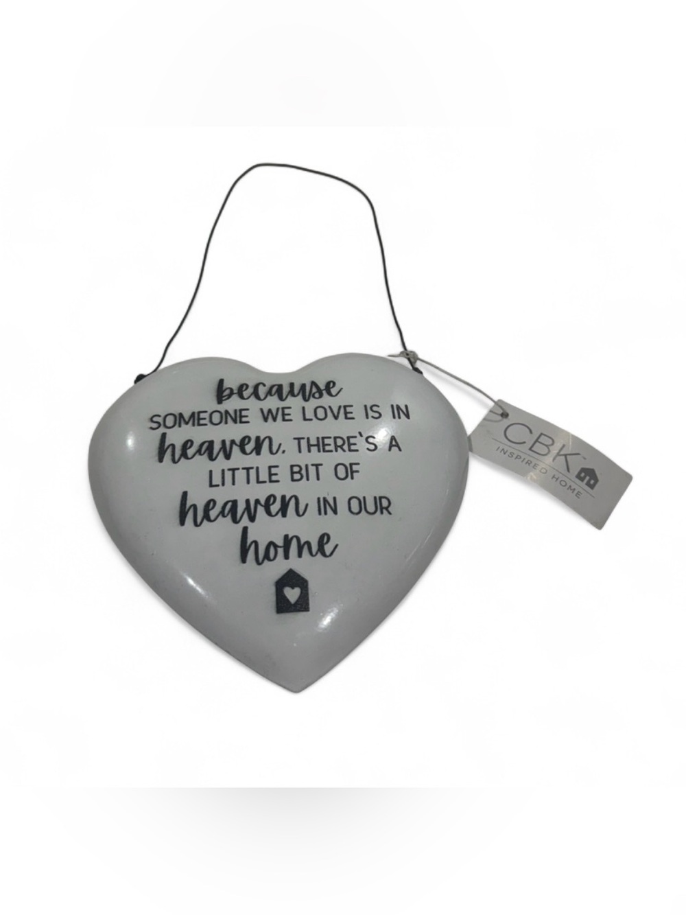 CBK White Heart Wall Hanging - 'Heaven in Our Home' Sentiment